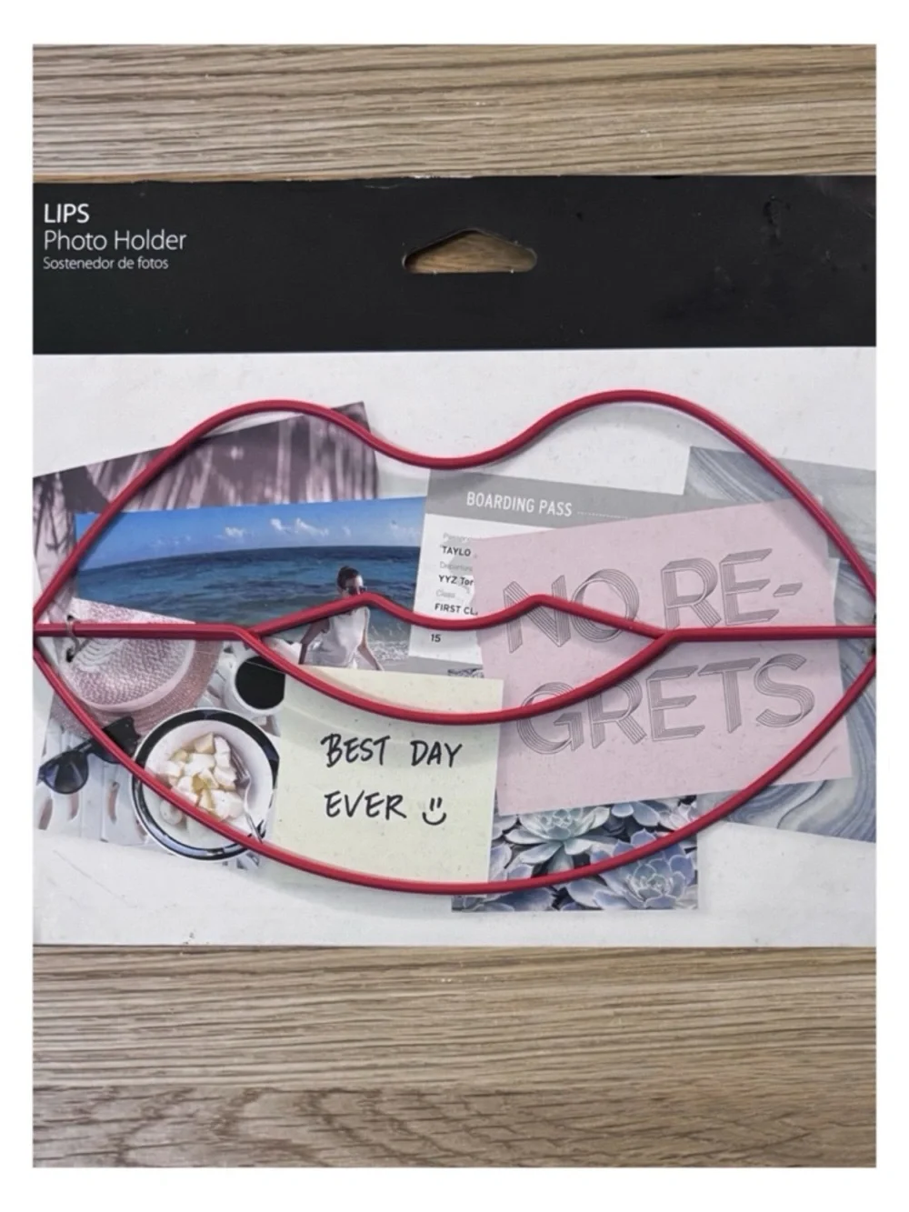 New Umbra Loft Red Lips Wire Mount Photo Holder